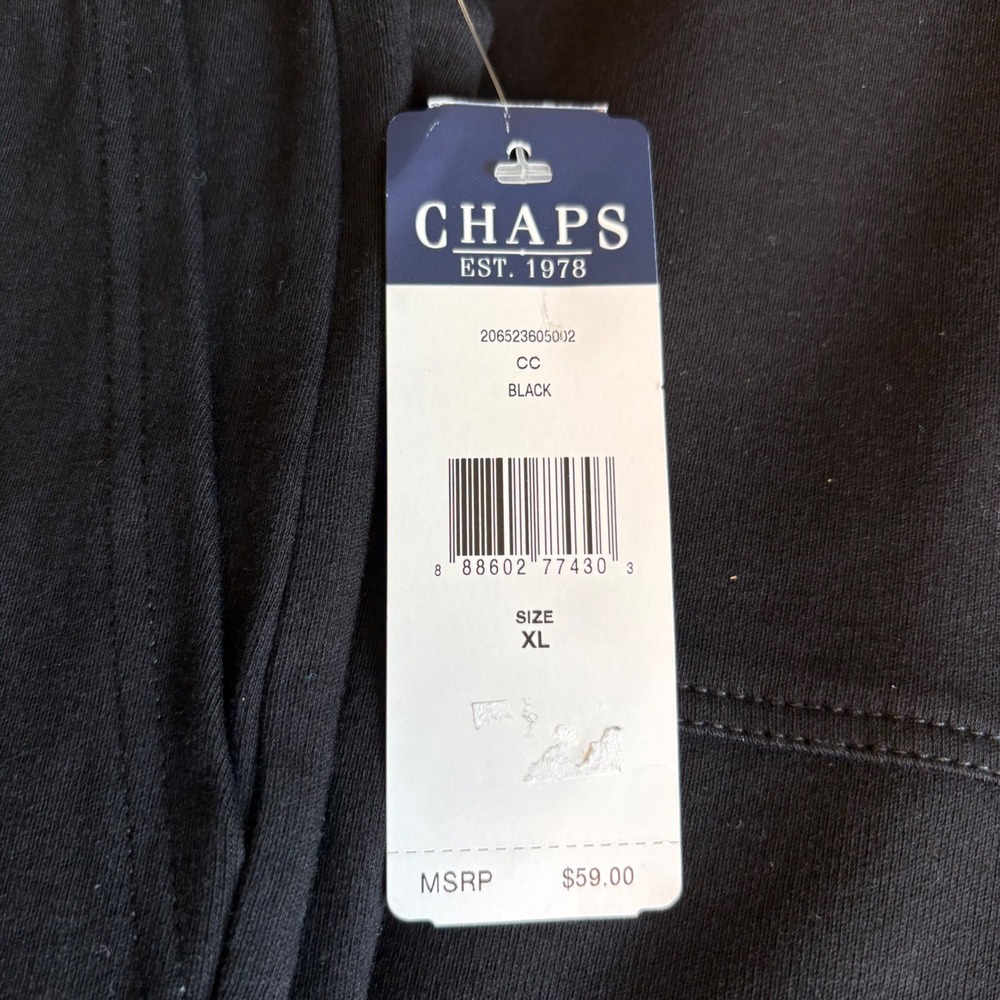 Chaps Womens XL Black Lounge Pants Lot of 2 NWT Wide Leg Drawstring Knit Cotton - Picture 4 of 7